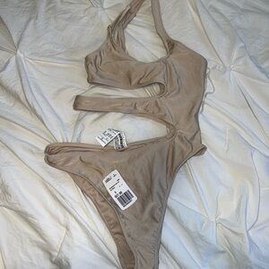 Tan Cutout Swimsuit
